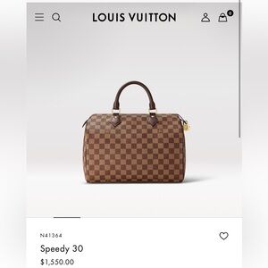 SOLD.  EUC authentic LOUIS VUITTON Damier Ebene Speedy 30